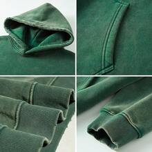 FAIABLE Mens Hoodies Oversized Unisex Wash Hoodie Heavyweight Fleece Vintage Cotton Sweatshirt Men Women Streetwear - Butter Yellow - 查看 5