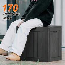 Outdoor Storage Box For The Courtyard, 31-Gallon Large-Capacity Waterproof And Sun-Resistant Resin Storage Container, Suitable For Both Indoor And Outdoor Use - màu đen - Xem 2