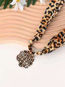 1pc Versatile Minimalist Leopard Print Scarf Necklace, Suitable For Men And Women, Elegant For Holidays, Parties, Daily Wear, Wonderful Gift For Halloween, Christmas, Thanksgiving