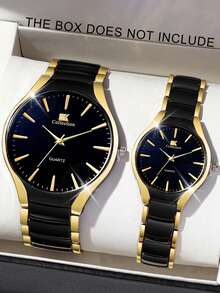 2pcs Fashionable Business Gentleman Men's Versatile Round Face Steel Strip Quartz Watch, Suitable For Couples' Weddings, Parties, Travels, And Daily Wear, Is The Best Gift For Men Or Women.