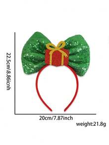 1PC Christmas Bow Headbands, Sequin Xmas Hair Hoops With Santa Holly Gift Decor, Cute Festive Hair Accessories For Women Girls, Christmas Party Cosplay Headwear, Party, Hair Band ,Hairband For Women