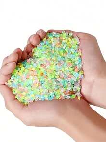 6000 piezas/bolsa Arena de resina que brilla en la oscuridad, guijarros luminosos para senderos de jardín, decoración del hogar y el jardín, acuario, decoración de hadas en miniatura de 3-5 mm, piedras artificiales brillantes para acuario, decoración de plantas en maceta - Multicolor - Ver 3