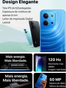 Celular Xiaomi Redmi 15C Dual SIM 128GB/8GB RAM Tela 6.9 120Hz Câmera 50MP + NF Lançamento 2025 ! - Azul - Visão 2