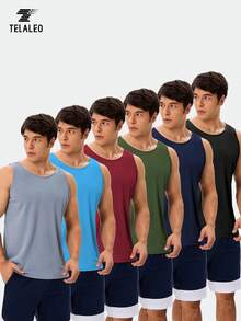 TELALEO 6 Pack Men's Quick Dry Workout Tank Tops Breathable Gym Sleeveless Muscle Shirts For Active Men - 彩色 - 查看 1