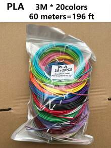3D 笔耗材替换装，PLA 耗材 20 种颜色，每种 3 米/5 米，有两种不同包装，分别为：60 米/100 米包装。1.75 毫米 PLA 3D 打印线，兼容 SCRIB3D、MYNT3D、PIKA3D、Jandi、LIHUACHEN、Yummici 和 WGP 等，高温 3D 笔 - 杏色 - 查看 7