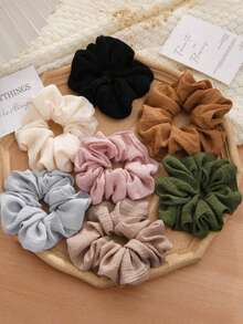 7/1pc Retro Minimalist Fashion Elegant Solid Color Elastic Hair Tie, Versatile Scrunchie For Women ,Ponytail Holders ,Hair Elastics ,Hair Rubber Bands ,Scrunchies ,Hair Rope