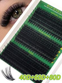 300 Stücke einzelne Wimpern Flauschige Wimpernbüschel 60D+80D+100D Einzelwimpern Dicke Wimpernbüschel D-Volumen Wimpernbüschel 9-18MM Verwischte Büschelwimpern, für den täglichen Gebrauch, Ausgehen oder Zuhause, geeignet für Partys, Musikfestivals, Halloween, Weihnachten, um ein perfektes und exquisites Make-up zu kreieren
