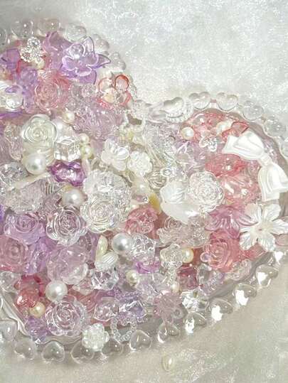 约 80 件/70 克渐变紫粉色仿珍珠亚克力珠，DIY 手链、手机壳、项链、儿童工艺品、园林绿化、珠宝制作、送给朋友的礼物、带孔多用途配饰