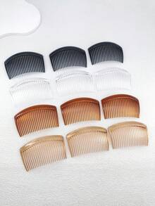 4/12 piezas Juego de peines de plástico con 23 dientes para mujeres, adecuado para peinados diarios, peines, accesorios para el cabello, accesorios para la cabeza para mujeres - Multicolor - Ver 2