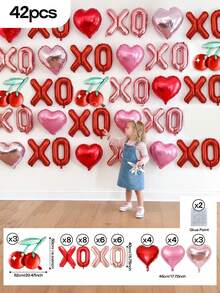 Bộ 61 bóng trang trí tiệc ngày lễ tình nhân, bóng bay lá kim loại "XOXO" 16" màu đỏ và vàng hồng, bóng bay hình quả anh đào, bóng bay hình trái tim 18" màu đỏ, hồng, vàng hồng, thích hợp làm phông nền chụp ảnh ngày lễ tình nhân, ngày lễ tình nhân Galentine, tiệc độc thân, Yay, cầu hôn, tỏ tình, trang trí phòng ngọt ngào lãng mạn, đạo cụ chụp ảnh, ngày gia đình - Nhiều màu - Xem 12