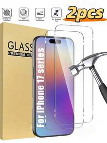 Bộ 2 miếng dán màn hình cường lực, bảo vệ toàn màn hình, tương thích với iPhone 17/17 Pro Max/17 Pro/17 Ari/16/15/14/13/12/11 Pro Max/XS/X/XR/6/7/8/16/15/14 Plus/12/13. Màng bảo vệ trong suốt, chống nước, chống sốc, chống rơi và chống trầy xước. - Trong sáng - Xem 6