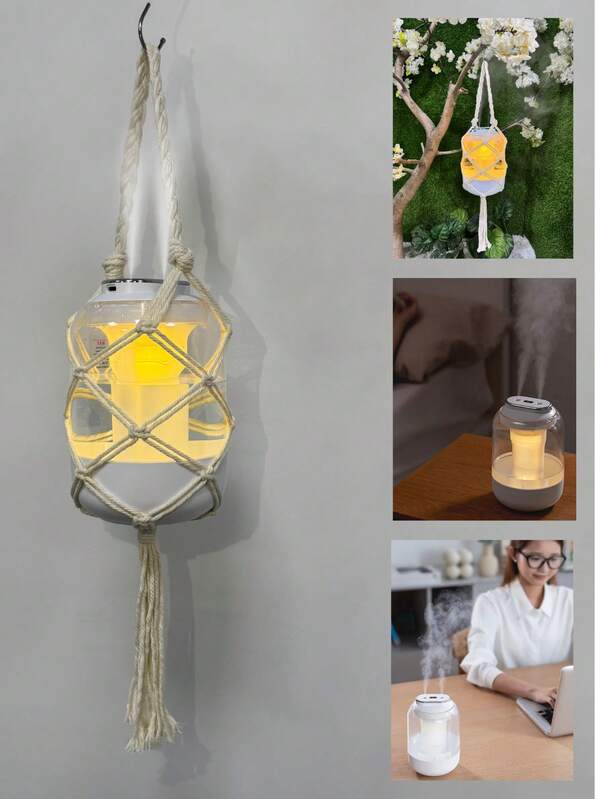 New Humidifier With Night Light Mode, Hanging Cord, Dual Nozzle Mist, 3 Mist Levels, Smart Power Display For Home Use