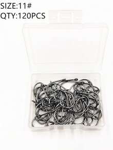 120pcs Iseama Fish Hooks With Hole, Saltwater Fishing Hooks With Barbs, Iseama Big Game Fishing Accessories - Black and White - View 8