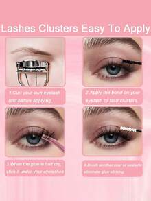 640 pestañas postizas naturales y suaves, 10D 20D 30D 40D volumen mixto de 8-16 mm, rizado D, densidad de 0.07 mm, para extensión de pestañas DIY hecha a mano para maquillaje diario, cosplay de manga, caja de regalo mejorada con grupos de pestañas individuales y postizas - Negro - Ver 12