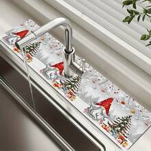 1 buc Crăciun Fericit, Un Brad de Crăciun în Zăpadă, Model Tematic Moș Crăciun, Pad de Scurgere a Chiuvetei, Pad de Robinet de Baie cu Uscare Rapidă din Diatomit, Poate Tăia Decorațiuni de Sărbători, Pad de Scurgere a Bucătăriei de Uz Casnic, Protector pentru Lavoar, Potrivit pentru toate tipurile de robinete din baie și bucătărie. - Multicolor - Vizualizare 7