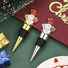 Tapón de vino de Papá Noel rojo, sellador hermético para botellas de vino, regalo de fiesta de Navidad, suministros para bodas y cumpleaños, decoraciones para el hogar y fiestas - Multicolor - Ver 4