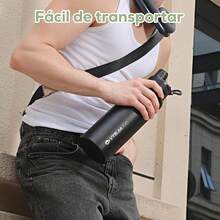 Termo de Acero Inoxidable, Termo de Agua con Doble Pico, Agua Fría (24 horas) o Caliente (12 horas), con Popote y Tapa Antigoteo, con Asa para Transportar (40 oz / 1200 ml, Obsidiana) - Perla - Ver 11