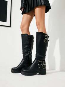 Women Mid-Calf Boots - Black - View 3