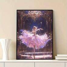 1 pieza Juego de pintura de diamantes con niña de ballet bonita, manualidades con pegatinas, fantasía romántica, encantador, esmalte de uñas, bordado, mosaico, punto de cruz, cristales de Rhinestone 5D, juego de cuadros DIY para decoración de hogar y habitación, regalo de Navidad y manualidades artesanales
