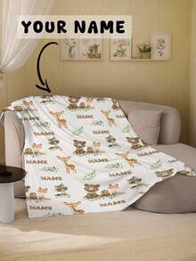 1 pieza Manta personalizable con texto de familia, manta personalizada con patrones de oso, zorro, ciervo, mapache y texto, manta conmemorativa, adecuada para niñas, niños, adultos, Día de San Valentín, ligera, manta para bebé, manta de felpa personalizada, manta con foto personalizada, manta de tiro personalizada, manta de bebé personalizada, manta para recién nacido, adecuada para el Día de la Madre, cumpleaños, Día del Niño - Multicolor - Ver 8
