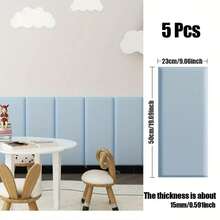 5 Packs 3D Self-Adhesive Wall Panels, 23.62in X 11.81in, Thickened Anti-Collision Peel And Stick Backrest, Bedroom Double Bed Headboard, Home Decor