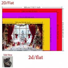 1pc Christmas Photography Background Banner, Dreamy Rural Window Scenery With Snowmen - Trees And Gifts Background Banner, Suitable For Holiday Decoration - Christmas - New Year Events, Suitable For Christmas Event Party Decoration, Home Wall Decoration, Photography Studio Props, Christmas Decorations. - Multicolor - View 2