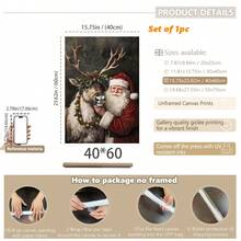 1 pièce, canevas d'art mural imperméable, Décoration murale de Noël encadrée, Art mural vintage du Père Noël et des rennes, Art de Noël de style ferme rustique, Art classique de renne, Affiche thème de Noël, Décoration murale minimaliste, Art moderne, Décoration de maison contemporaine Décorations de Noël Décoration de chambre d'hiver Décorations de Noël Décorations de Noël Cadeaux de Noël Décorations de Noël - Multicolore - Voir 13