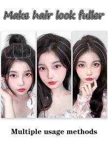 Clip-In Synthetic Hair Extensions Set Of 1, Invisible Root Volumizer Straight Clip-On Hairpiece, Top Boosting Hair Padding Pieces, Adds Volume For All - Suitable For Men & Women, Easy To Use - Multicolor - View 6