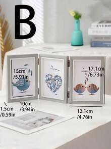 1 件创意三折木质相框，简约双面折叠相框支架，毕业、生日礼物，6 英寸 - 灰色 - 查看 8