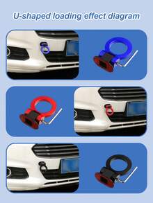 Universal ABS Decorative Trailer Hook – Stick-On Plastic Trailer Hitch Ring, U-Shaped & Triangle Design For Car Front/Rear Bumper, No-Drill Installation, Adjustable Racing Style Tow Hook Decal – Car Modification Accessory For SUV, Truck, Sedan, , Car Body Styling Upgrade - 彩色 - 查看 9