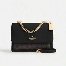 Klare Crossbody Bag In Signature Canvas With Rivets Coach Bag Chain Bag Leather Handbag Small Flap Square Bags For Women Purses Gift For 2026 Mother's Day - màu đen - Xem 5