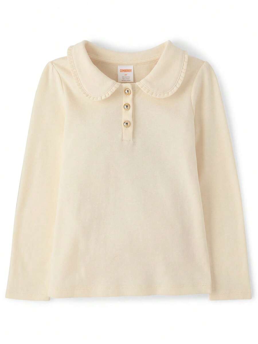 Áo thun Peter Pan có gân cho bé gái - Little Essentials - Ngà voi - Xem 1
