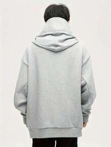 Men's Casual Fashionable Distinctive High Cost-Effective Lightweight Soft Polyester Hoodie, Versatile Pullover Sweatshirt Essential For Commuting - 淺灰色 - 查看 3