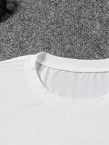 Retro Floral And Crow Pattern Print + Short Sleeve + Round Neck T-Shirt + Spring Summer Women's Clothing - White - View 4