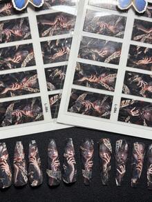 2 Packungen Luxus Designer Original Design Japanischer Chinesischer Stil Dunkel Horror Stil Komplette Nagel Aufkleber L-084