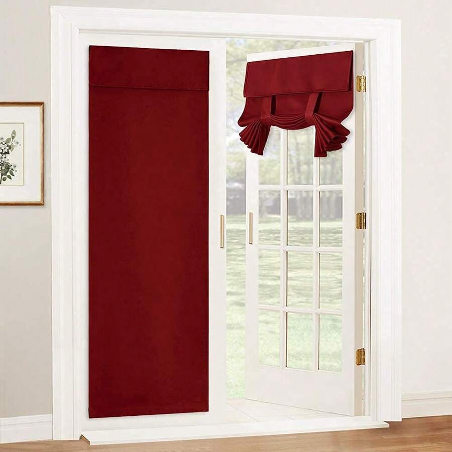 Blackout Door Curtain - Thermal Insulated Curtain For Tricia Window Decor Room Darkening Drapery For Double Glass/French Door Drape Full Privacy, 26 X 69, 1 Pc, Burgundy Red - 勃根地紅酒 - 查看 1