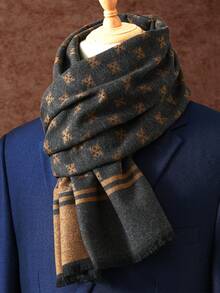 1pc Men's Business Luxury Scarf, Unisex Shawl, Men's Printed Scarf 180*30CM, Suitable For Business, Fashion Tassel Scarf, Classic Plaid Scarf