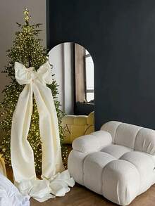 1pc Large Beige Satin Christmas Tree Bow,Wedding Decor Bow,Christmas Decorations,2025 Xmas Aesthetic,Satin Bow Tree Topper-Elegant Christmas Tree Bow In Beige/Red Oversized Bow For Christmas Winter Decor,Room Decor,Home Decor,Door Decor, Decorations Big Bow For Backdrop Birthday Party Room Wall Decor Ribbon Tie Hanging Gift Wall Decor Photo Prop Perfect For Bridal Shower Wedding Party Decor