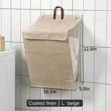 1 件可折叠粘贴洗衣篮，多功能免打孔壁挂式洗衣篮，衣物整理网状收纳篮，适用于浴室卧室洗衣房宿舍的洗衣整理和收纳用品 - 彩色 - 查看 8