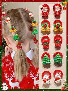 10/30pcs Cute Christmas Element Hair Ties, Suitable As Gifts - Multicolor - View 3