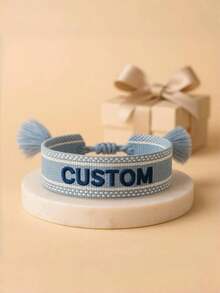 1 Stück personalisiertes besticktes Namens-Geflochtenes Armband - besticktes Boho Freundschaftsarmband mit Quaste, verstellbar, Unisex Geschenk, Weihnachten 2025, Weihnachtsgeschenk, Paargeschenk, Familiengeschenk, Jungen-/Mädchengeschenk