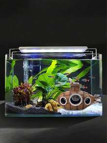 1pc Sunken Ship/Submarine Decor, Aquarium Ornament, Fish Tank Landscape Breeding Shelter - Brown - View 12