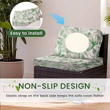 HANDONTIME 8Pcs Patio Cushion Covers Stretch Outdoor Couch Cover Cushions Outdoor Furniture Waterproof Patio Furniture Cover Pets Sofa Covers Washable (Khaki,Cover Only) - C:Lá xanh - Xem 8