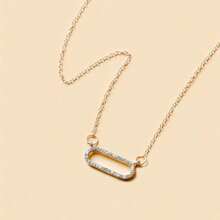 1Pc Versatile Minimalist Geometric Necklace - Luxurious Winter Jewelry Accessory For Women, Ideal Christmas/Party/Birthday Gift For Bestie, Perfect Valentine's Day & Impulse Gift - 金色-1件 - 查看 5