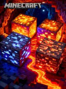 Minecraft 1pc Luminous Ore Decorative Light, Rechargeable Gaming Ore Lamp, Children's Bedroom Atmosphere Lamp Model Ornament Light, Very Suitable As A Fun Valentine's Day Gift, Christmas Decoration To Give To Mom, Dad, Grandma, Father, Teacher, Sister, Brother, Or Girlfriend! Holiday Gifts, Party Decorations, Table Decorations, Bedroom Decorations, Christmas Decorations!