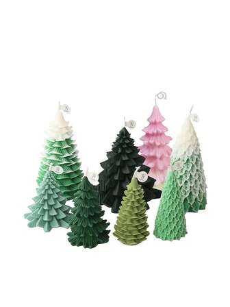 Molde de vela de árbol de Navidad DIY Modelado múltiple Árbol de pino Molde de vela de árbol de Navidad de yeso para hacer velas aromáticas, molde de yeso y resina para manualidades en 3D de árbol de Navidad, herramientas de decoración del hogar
