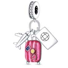 1-delad flygplanskameraglob 3-delad hängesats med berlockpassning Originalarmbandshalsband Gör-det-själv smycken gör pärlor - Silver - Visa 7