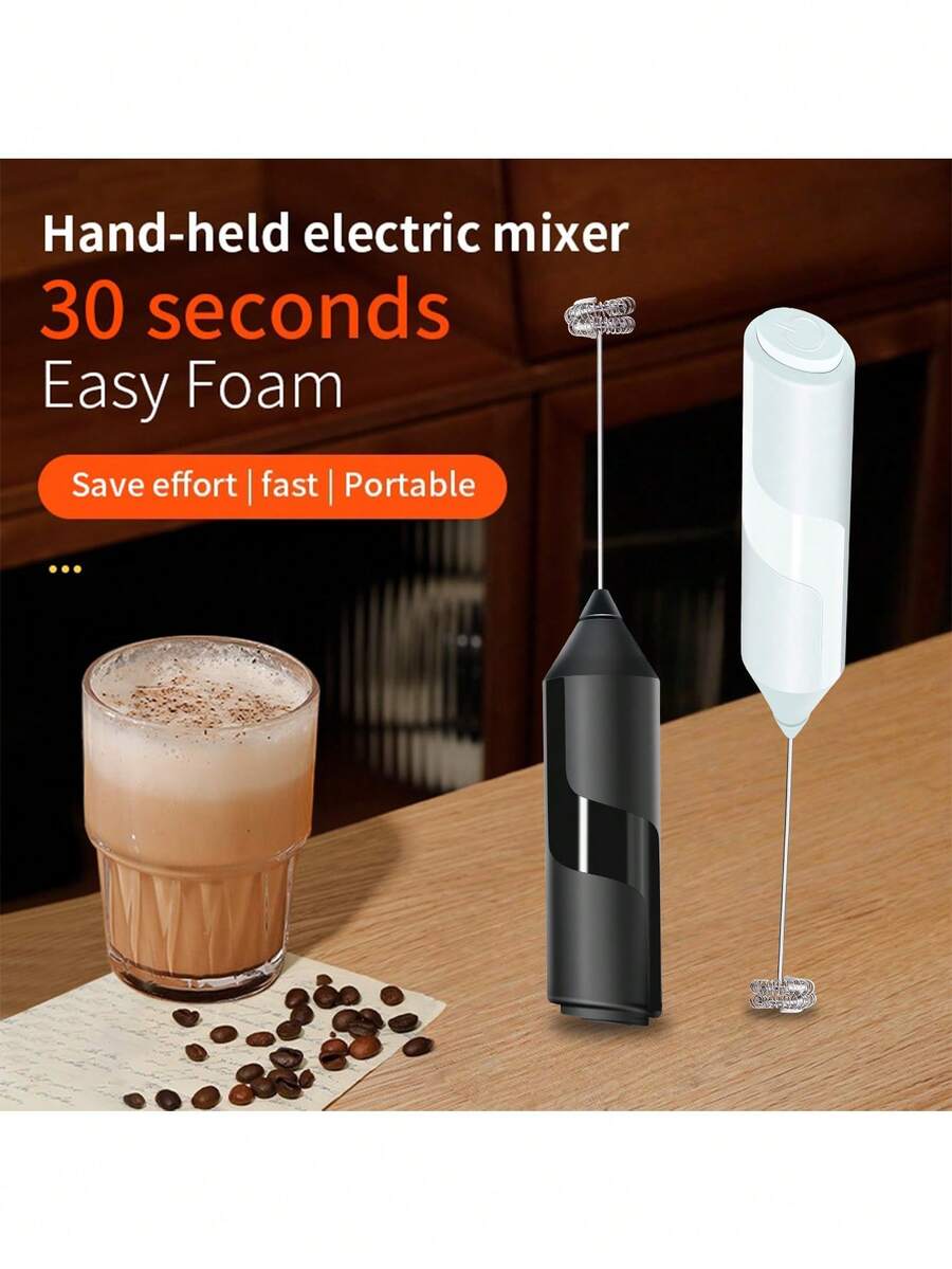 Spumator de lapte cu baterii, cu tel din oțel inoxidabil și design cu nervuri - alimentat cu baterii (bateriile nu sunt incluse), spumator de lapte portabil pentru cafea, latte art, milkshake-uri, potrivit pentru utilizare în deplasare