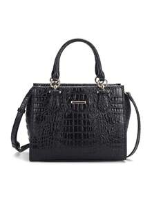 Stylish Crocodile Pattern Snake Pattern Embossed Women's Handbag - Versatile Crossbody & Handbag With Adjustable Strap, Zip Closure & Wrist Strap, Lightweight For Everyday Use, Fashionable Handbag | Detachable Strap - Black - View 8