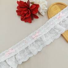 1 قطعة 1 ياردة شريط ملون، مع تريم من الدانتيل بشكل فيونكة، للملابس المصنوعة يدويًا، تغليف صناديق الهدايا، التطريز، الحياكة، حافة الخياطة، اكسسوارات الدانتيل الديكورية، اكسسوارات الخياطة